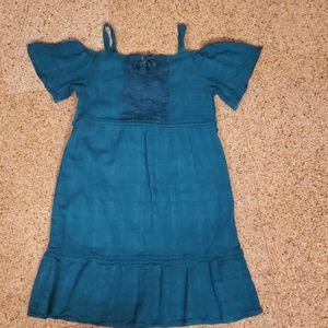 Art class teal green girls cold shoulder dress